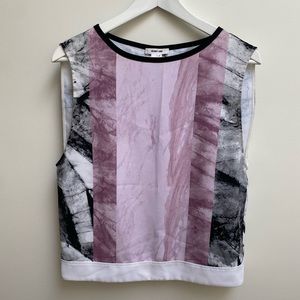 Helmet Lang chic sleeveless blouse marble pattern